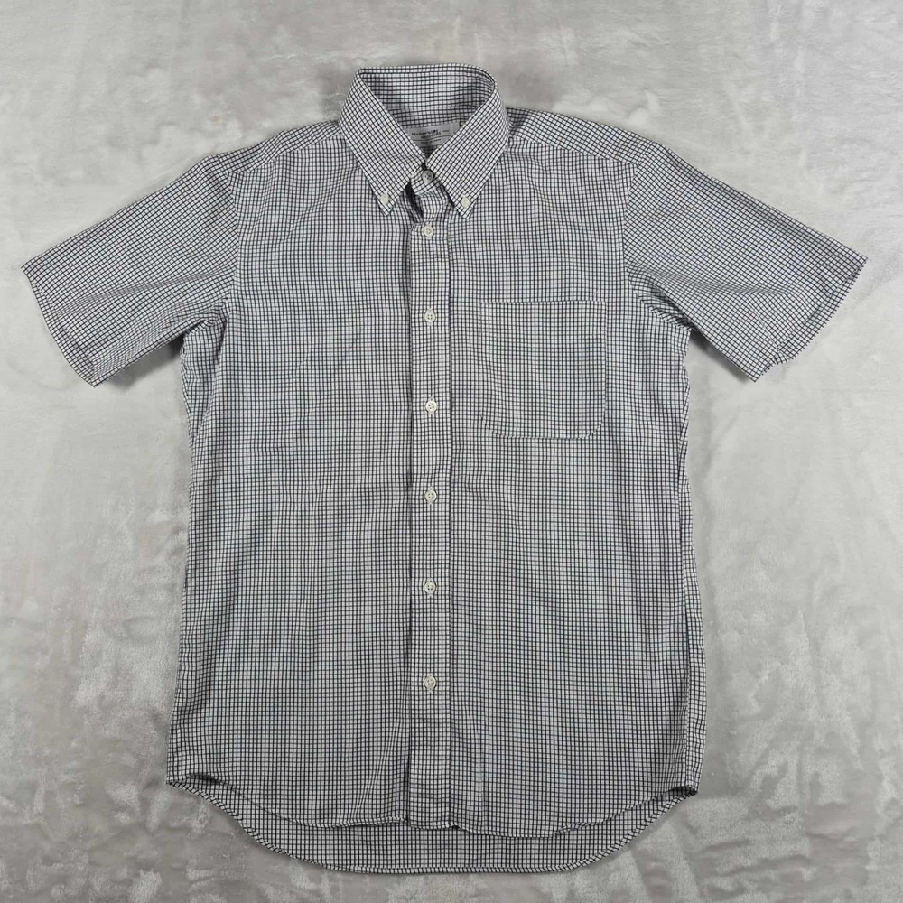 Kamakura Maker's Shirt Men's Small White Check Short Sleeve‎ Button Down Japan